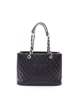 Chanel Tote Quilted Grand Shopping GST Black Caviar Leather Chain